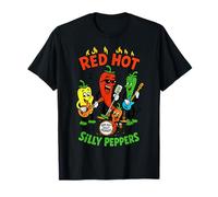 Dibujos animados vintage de Red Hot Silly Peppers | Funny Veggie Band Camiseta