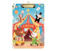 Dibujos animados y lindos circos coloridos A4 clip de papel portapapeles bloc de notas con agujero estándar para entrenadores de sóftbol, portapapeles para profesores, tamaño 9 x 12 pulgadas