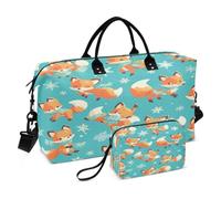 Dibujos Animados Zorros Azul Copo De Nieve Bolsa de Natación Deportiva Fitness Bolsa de Equipaje Semana Bolsa con Bolsa de Maquillaje para Viajes