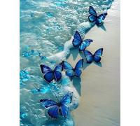 Dibujos con Diamantes Mariposa Azul 5D,Kit Diamond Art Completo para Adultos y Niños,Pintura de Diamantes DIY,Cuadro de Diamantes Decorativo,Pintar con Diamantes para Casa,Kit Pintura Diamante 30x40cm