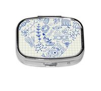 Dibujos De Biología En El Corazón, Pastillero cuadrado para bolsillo o monedero, pequeño contenedor de pastillas, organizador de pastillas de viaje