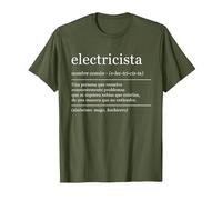 Diccionario Electricista Electricistas Definición Camiseta, Hombre, Verde Oliva, XXL