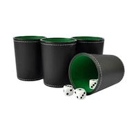 Dice Cup, 5Pcs PU Leather Dice Cup Set Felt Lined Dice Cup PU Leather Set with 20 Dot Dices Exquisite Hand Feeling Black Shaking Box for Bar Home