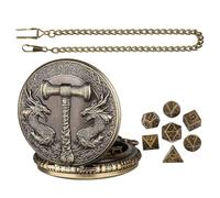 Dice Pocket Watch, Dice Set, Gothic Style Charm Uniques Dragon Tiny Role-Playing with Retro Aesthetic Case Multifunctional Use, Board Games for Adults, Kids, marrón, Se référer au descriptif, Consulte