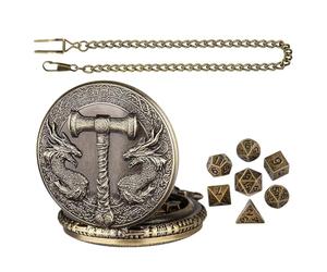 Dice Pocket Watch, Dice Set, Gothic Style Charm Uniques Dragon Tiny Role-Playing with Retro Aesthetic Case Multifunctional Use, Board Games for Adults, Kids, marrón, Se référer au descriptif, Consulte