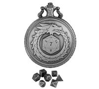 Dice Pocket Watch, Polyhedral Dice Games, Metal Dice Pocket Watch Case, Polyhedral Dice for RPG, Role Playing Dice Accessories, Dice Watch for Gamers, Dice Pocket Watch Case