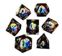 Dice Set, 7 x Polyhedral Tiny Dice, Unique Liquid Core Design, Portable Accessories Kit, Board Game Collection, for Gamers, Tabletop, RPG, Fantasy, Dungeon, Adventure