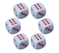 Dice Set, Acrylic Gamings Cubes with Heart Shaped Pips, 6 Piece Rounded Corner Dice Collection, Ideal for Travel, Classroom Games, Events, Parties, Holiday Nights