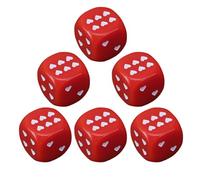 Dice Set, Acrylic Playing Dice with Heart-Shaped Dots, 6 Pieces Rounded Corner, Portable Toys, Ideal for Travel, Classroom Activities, Holiday Event, Game Night, 2.5cm, 0.98 Inches