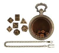 Dice Set, Pocket Case, Vintage Polyhedral Metal Game Props, Colgante Cadena Holder con Diseño Clásico, Mesa Entertainment Accessory for Role Playing Adventure, 1,77 x 2,48 x 0,59 pulgadas