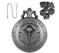 Dice Set, Pocket Watch Case, Pocket Watch Shell Case, Metal Dice Set with Vintage Pocket Watch Case, Portable and Compact Tiny Dice Accessories, Vintage Dice Set for Tabletop