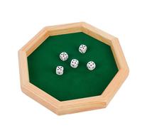 Dice Tray, Octagonal Rolling Mat, Wood Portable Dice Box for Travel, Family Games, Thanksgiving, Christmas, Ideal for Board Games and RPG, 10.5x10.5x2.8cm