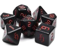 Dice4friends DIC17501 - Juego de Dados (7 Dados), Color Negro y Rojo