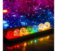 diceevil 7 unidades de luces de color cielo estrellado, bolas de hielo con base de madera LED, luz nocturna de cristal colorido USB para decoración del hogar, habitación, escritorio