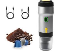 diceevil Cafetera Espresso Portátil, Maquina Cafe Portatil Pequeña compatible con Café Molido y Cápsula NS, Cafetera Portatil Capsulas para RV, Camping, Senderismo y Oficina, Plata