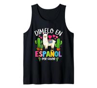 Dicho divertido Dimelo En Español Por Favor Profesor Llama Love Camiseta sin Mangas