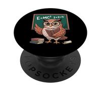 Dicho Divertido E es Igual a MC Squared Owl Genius Joke Mujeres Hombres PopSockets PopGrip Adhesivo