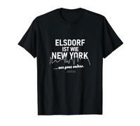 Dicho Elsdorf es como Nueva York, Solo Muy Diferente Camiseta gráfica económica, Hombre, Negro, S