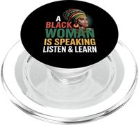 Dicho Gracioso Que una Mujer Negra está Hablando Escucha Aprender Apoyo PopSockets PopGrip para MagSafe