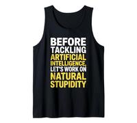 Dichos divertidos sobre el sarcasmo natural versus la lógica de la IA Mujeres Hombres Camiseta sin Mangas