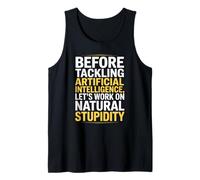 Dichos divertidos sobre el sarcasmo natural versus la lógica de la IA Mujeres Hombres Camiseta sin Mangas