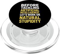 Dichos divertidos sobre el sarcasmo natural versus la lógica de la IA Mujeres Hombres PopSockets PopGrip para MagSafe
