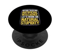 Dichos divertidos sobre el sarcasmo natural versus la lógica de la IA Mujeres Hombres PopSockets PopGrip Adhesivo