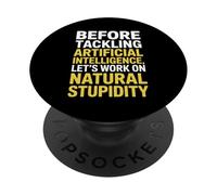 Dichos divertidos sobre el sarcasmo natural versus la lógica de la IA Mujeres Hombres PopSockets PopGrip Adhesivo