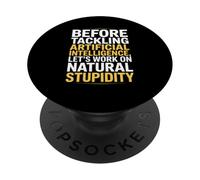 Dichos divertidos sobre el sarcasmo natural versus la lógica de la IA Mujeres Hombres PopSockets PopGrip Adhesivo