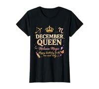 Diciembre Cumpleaños Reina Melanina Magia Negro Mujeres Niña Cumpleaños Camiseta