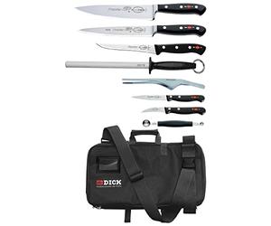 Dick Knives DL386 - Juego de cuchillos con bolsa, 8 piezas, color negro