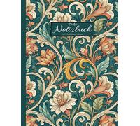 Dickes Notizbuch A4 500 Seiten Kariert: Großer Notizblock mit Floralem Muster im Vintage-Stil - Für Notizen, Planung, Studium, Reisen und kreative Ideen.