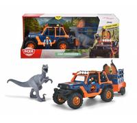 Dickie Toys - Dino Commander (40 cm) - Coche de Juguete Jeepster Commander Incluye Remolque con Figura + 2 Dinosaurios - Juguete para niños a Partir de 3 años.