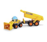 Dickie ABC - Trailer Tracey Vehículo Excavadora con Remolque (65 cm) cargadora de Ruedas Volvo con Remolque, Pala y Bloques de construcción sonajero, Coche de Juguete a Partir de 12 Meses (204119007)