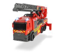 Dickie - Camión Bomberos 23 cm luz y Sonido, Escalera giratoria y Extensible, Patas Extensibles (Dickie 203714011)