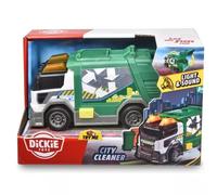 Dickie Toys Camión de reciclaje – efectos sonoros, luz de aviso, 15 cm, portón trasero, naranja