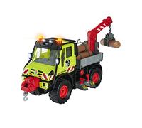 Dickie- Camión maderero Unimog con cabrestante eléctrico y Brazo de grúa con Control de Palanca, Efectos de luz y Sonido, para niños a Partir de 3 años. (203749032)
