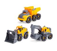 Dickie Set de 3 Vehículos de Construcción Volvo 26 cm. Excavadora, Excavadora con Pala y Camión Volquete. Partes Móviles. Juego Interior y Exterior. Licencia Oficial. A Partir de 3 Años (203725007)