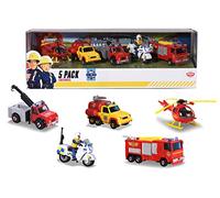 Dickie Toys 203094007 Sam - Juego de 5 Juguetes de Sam de Bombero Sam (3 Unidades), diseño de Bombero Sam