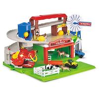 Dickie Toys 203739003 Farm Adventure Aparcamiento, Garaje, Juego de Juegos, luz y Sonido, Elevador, Incluye Animales, Bolas de heno, Puerta de Trampa, 18 x 52 x 22.5 cm, para niños a Partir de 3 años