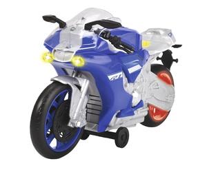 Dickie Toys 203764015 Yamaha R1-Wheelie Raiders - Moto de Juguete motorizada hacia adelante y función Wheelie, Efecto Motocross, luz y Sonido, Incluye Pilas, 26 cm, Color Azul