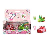 Dickie Toys 253242002 Hello Kitty Apple + Keroppi Coconut - Juego de 2 vehículos de aluminio fundido, figuras extraíbles, longitud del vehículo: 6 cm, tamaño de la figura: 2,5 cm