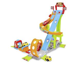 Dickie Toys ABC Jays Jump N Fun Tower (66 x 72 x 64 cm) - Pista de Carreras a Partir de 1 año con Bucle, Salto y 2 Coches de Juguete, autopista de Juguete para bebés y niños a Partir de 12 Meses