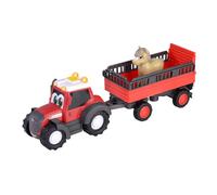 Dickie Toys ABC Massey Ferguson Tractor para niños a Partir de 1 año (30 cm) - Tractor de Granja con Remolque de Animales y Caballo, Juguete para Promover la motricidad con Partes móviles, luz y