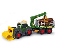 Dickie Toys ABC - Tractor Forestal de Juguete 65cm Fendt con Remolque, Brazo articulado con función de Pinza Manual, Pala móvil, luz y Sonido, Adecuado para niños a Partir de 1 año (204119001)
