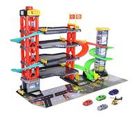 Dickie Toys - Aparcamiento de 4 Plantas para niños a Partir de 3 años (87 x 52 cm) con Accesorios - Gran Garaje de Juguetes en 5 Niveles con Ascensor, Pista de Carreras, Coches de Juguete,