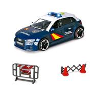 Dickie Toys- Audi RS3 - Coche de Policía Escala 1:32 (15cm), con Control de Carretera y Cono, Luz y Sonido, Accionamiento por fricción, para niños a Partir de 3 años (203713016SI2)