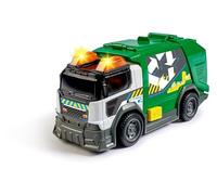 Dickie Toys Camión de reciclaje – efectos sonoros, luz de aviso, 15 cm, portón trasero, naranja