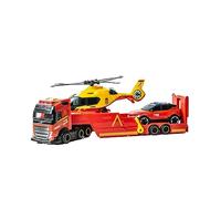 Dickie Toys- Camión Rescate de la UME 40cm, Camión de Juguete, Luz y Sonido, Remolque Rampa Lanzamiento, Helicóptero UME y Coche, Juguete Niños Niñas a Partir de 3 Años (203717005SI5)