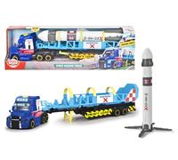 Dickie Toys Camión tráiler de juguete Modelo Misión Espacial 41 cm, luz y sonido, con cohete